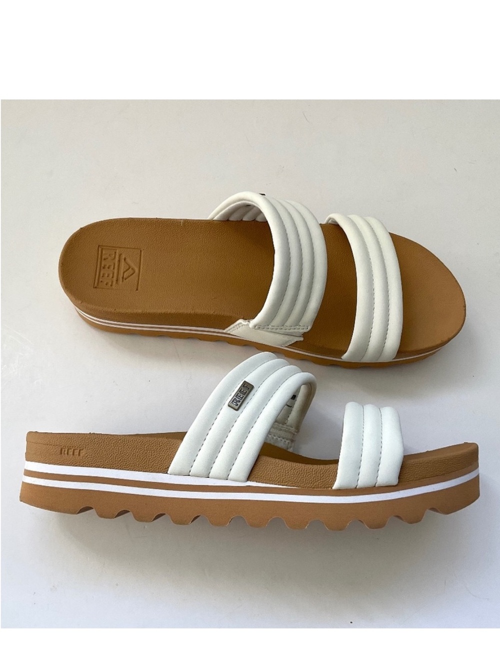 REEF Kaia Women's 2-Bar Slide Sandals White Size 10